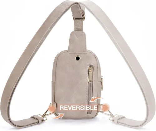 Miniatura 40 de Telena Riñonera pequeña para mujer, de cuero, cangureras, bolsa de pecho para mujer