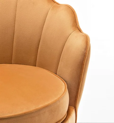 Miniatura 7 de Container Furniture Direct Silla de terciopelo con silueta festoneada y patas de metal dorado, pieza decorativa adecuada para espacios Rosa