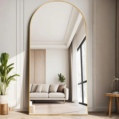 Miniatura 29 de Espejo Arqueado de Longitud Completa de 65''x22'' con Soporte, Espejo de Cuerpo Completo de Longitud Completa de Pie Independiente, Espejos