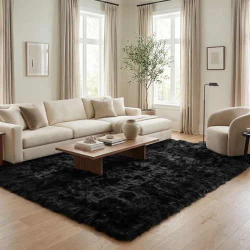 Miniatura 49 de Super Area Rugs - Alfombra de piel de oveja suave y esponjosa Gris oscuro