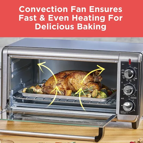 Miniatura 4 de Horno tostador a convección Black + Decker, 8 rebanadas, extra-amplio, para mesada, Acero inoxidable/Negro