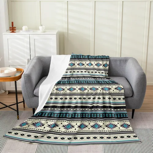 Miniatura 8 de Erosebridal Western Cowgirl Blanket 40x50 Western Cowboy Fleece Flannel Blanket for Bed Sofa Crib Horseshoe Boots Southwestern Fuzzy Plush Throw