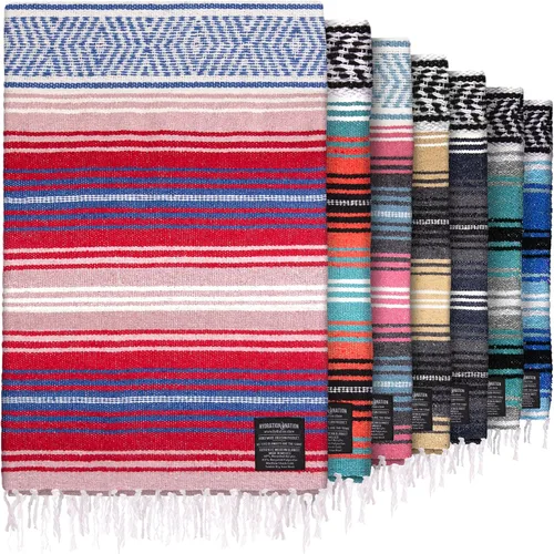 Miniatura 32 de Hydration Nation Auténtica manta mexicana extra grande (70 x 50 pulgadas), yoga tejida a mano, serape, falsa artesanal, playa, campamento, picnic
