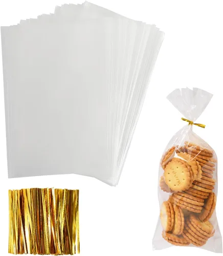 Miniatura 11 de Augshy Bolsas de celofán, 300 bolsas de violonchelo de 5 x 7 pulgadas para piruleta con 320 lazos giratorios, bolsas de plástico OPP de 1.4 mils