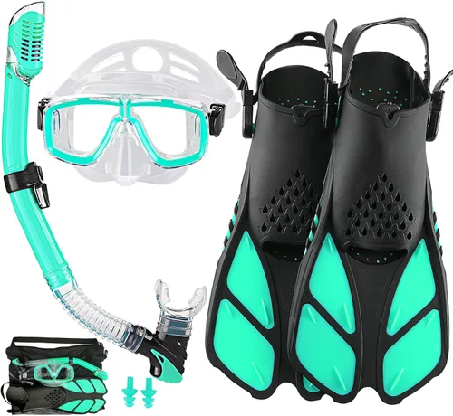 Miniatura 21 de Equipo de esnórquel para adultos con aletas, equipo de buceo profesional para adultos, juegos de esnórquel de viaje con aletas, máscara de buceo