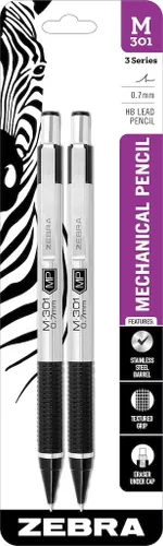 Miniatura 8 de Zebra Pen M-301 - Lápiz mecánico, barril de acero inoxidable, punta media, 0.028 in, agarre negro (paquete de 1)