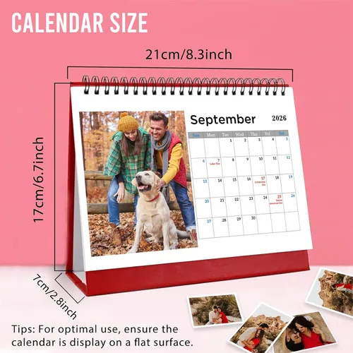 Miniatura 2 de Calendario de escritorio personalizado 2026 con tu foto, calendario mensual de 13 imágenes, regalo de bricolaje para la escuela, oficina, uso
