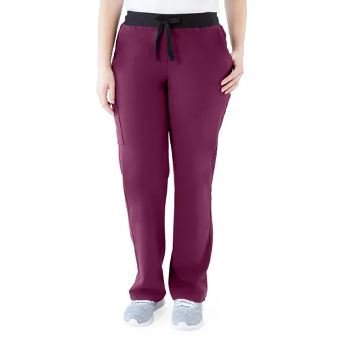 Miniatura 107 de ave. Varick - Pantalón médico de tiro medio para mujer, pierna recta, seis bolsillos, color azul caribeño, talla S
