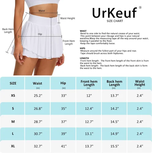 Miniatura 6 de UrKeuf - Faldas de tenis atléticas con bolsillos de 13 pulgadas y volantes, para golf, correr, entrenamiento, falda pantalón deportiva de seda fría