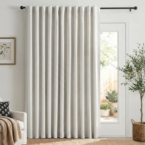Miniatura 23 de 100% Blackout Shield - 2 cortinas opacas de lino, con presillas traseras/bolsillo para cortinero y aislamiento térmico, para el hogar, 50 pulgadas