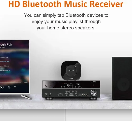 Miniatura 2 de Esinkin Receptor Bluetooth Adaptador de audio inalámbrico 4.0 (NFC habilitado) para sistema de sonido estéreo de música HD