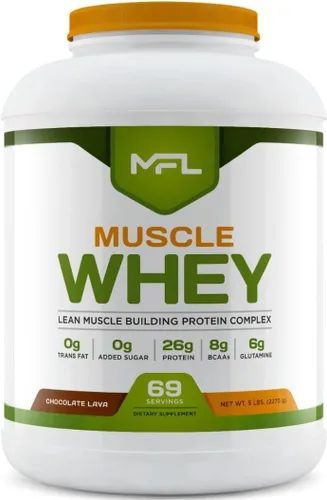 MFL Muscle Whey Protein l 0.99 oz de proteína l 0.28 oz BCAA l Keto Friendly l Keto l Bajo en carbohidratos l 5 libras (Chocolate Lava)