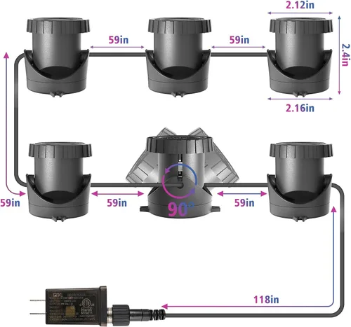 Miniatura 7 de T-SUN - Luces de estanque que cambian de color LED, luces subacuáticas para fuentes con control de aplicación Bluetooth, IP68 impermeable, foco