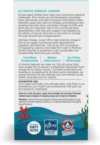 Miniatura 6 de Nordic Naturals Ultimate Omega Jr., Fresa - 90 mini geles blandos - 680 omega-3 totales con EPA y DHA - Salud cerebral, estado de ánimo