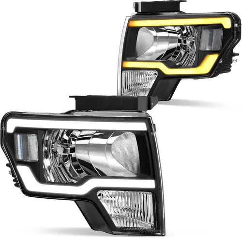 Miniatura 16 de DWVO Conjunto de faros delanteros compatible con Ford F-150 1997-2003, Ford Expedition 1997-2002, carcasa negra, lente reflectante transparente