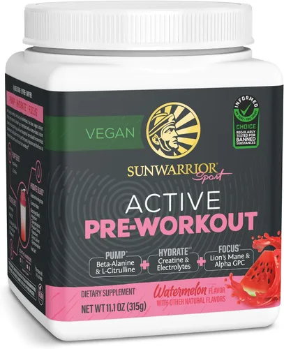 Sunwarrior Bebida energética en polvo para antes del entrenamiento | Suplemento vegano a base de plantas | Bombea, hidrata, enfoque, resistencia y