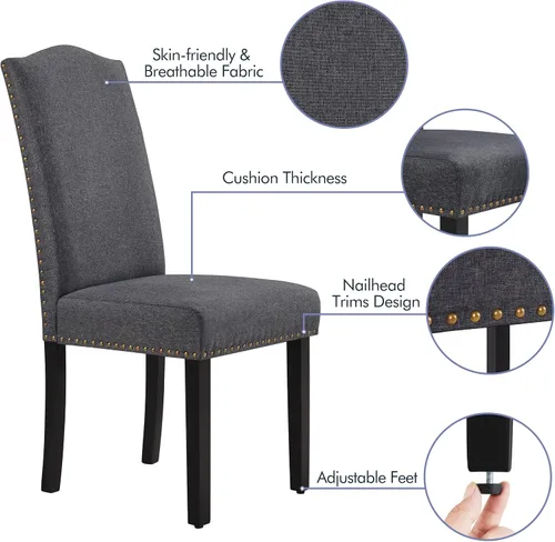 Miniatura 9 de Topeakmart Sillas Parson de tela de estilo clásico con patas de madera de goma y respaldo tapizado para comedor, sala de estar, hotel, restaurante