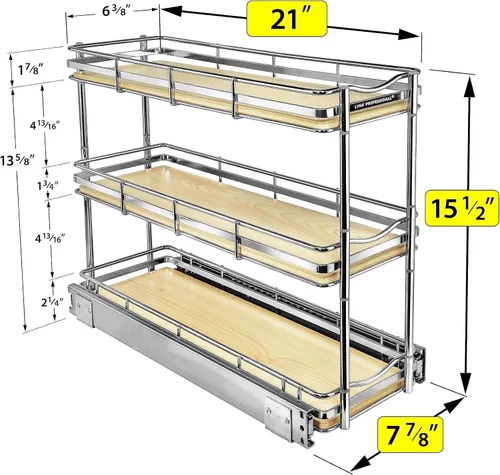Miniatura 5 de LYNK PROFESSIONAL® Élite™ Organizador de especieros extraíble para el interior de armarios de cocina - 6"x21" - Cajón deslizante - Estantes Madera