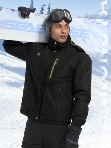 Miniatura 3 de WENRONSTA Chaqueta de esquí para hombre, abrigo de invierno, cálido, impermeable, rompevientos, montaña, snowboard, con capucha, senderismo, traval