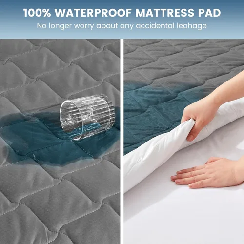 Miniatura 2 de SLEEP ZONE Protector de Colchón Impermeable Almohadilla Twin Lavable a Máquina, Cubrecolchón Transpirable con Bolsillos Profundos, Uso en Todas
