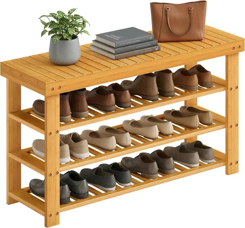 Miniatura 8 de SONGMICS Zapatero con asiento acolchado tapizado, estante de almacenamiento, organizador de zapatos, soporta hasta 350 libras, ideal para entrada
