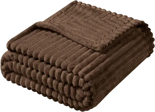 Miniatura 27 de Vessia - Manta de forro polar de franela (50x70 pulgadas), manta 3D de jacquard negra, esponjosa y cálida para sofá, sillón, cama, silla, 300GSM