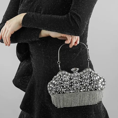 Miniatura 7 de Olixi Lip Shape Clutch Purse for Women Evening Bag Glitter Luxury Purse Fashion Tassel Handbag for Wedding Party Prom