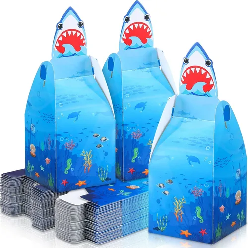 Miniatura 2 de Frienda - 50 bolsas de regalo de fiesta de tiburón, bolsas de regalo para fiesta temática de tiburón, baby shower, cumpleaños, animales oceánicos