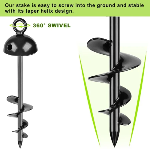 Miniatura 3 de Estaca de amarre resistente de 15" para perros, giro de 360°, sin enredos, fácil de instalar, para perros grandes de hasta 220 libras, perfecta