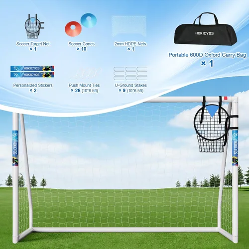 Miniatura 4 de Soccer Goal for Backyard 10×6.5, 8×6 and 6×4 FT Soccer Goals Weatherproof and Portable HPVC Soccer Goal with Soccer Target Net and Carry Bag for