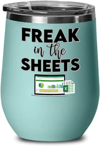 Miniatura 6 de Freak In The Sheets Excel Wine Tumbler for Accountant CPA Accounting Thank You Appreciation Ideas for Boss Coworker Office Humor 12 oz Powder Coated