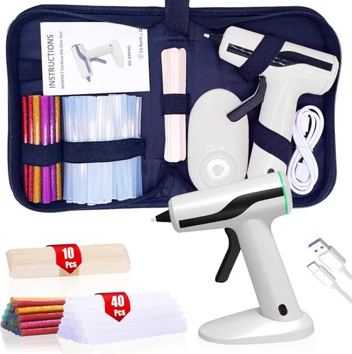 Miniatura 9 de MONVICT - Pistola de silicón inteligente con apagado automático, kit de mini pistola de pegamento sin cable con batería de 2.2A, bolsa