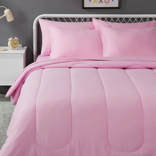 Miniatura 12 de Amazon Basics Juego de ropa de cama de microfibra de 5 piezas Bed-in-a-Bag para niños, individual, azul, sólido