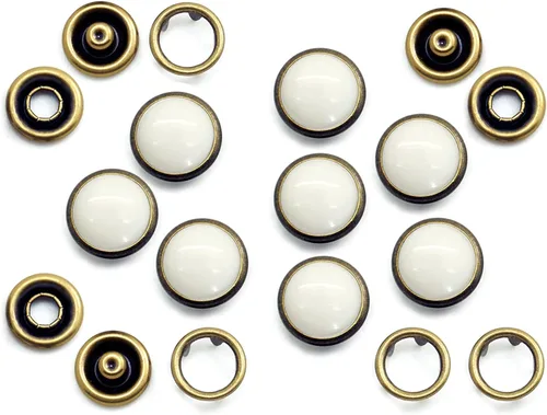 Miniatura 22 de CRAFTMEMORE 20 juegos de botones de perlas negras de 0.25 pulgadas (0.413 in) para camisa occidental (negro)