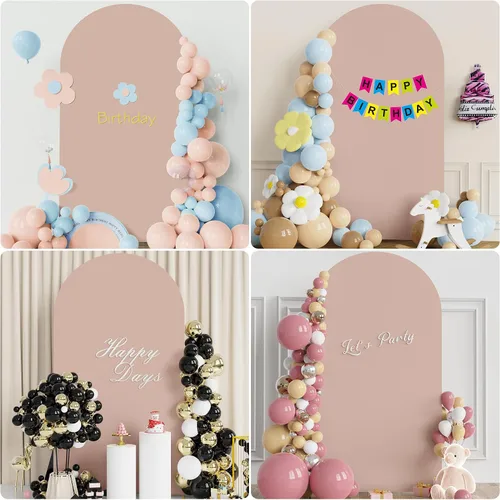 Miniatura 5 de Fomcet Cubierta de Arco de Boda de 7.2 Pies Color Nude Tela de Spandex Ajustada de 2 Lados Cubierta de Fondo de Arco Cubierta de Arco de Tela