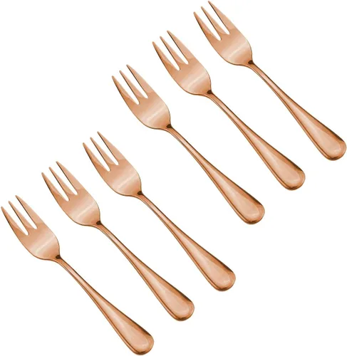 Miniatura 8 de Juego de 6 cubiertos de acero inoxidable de 5.5 pulgadas, tenedores para pastel de frutas, tenedores y tenedores para tartas de frutas