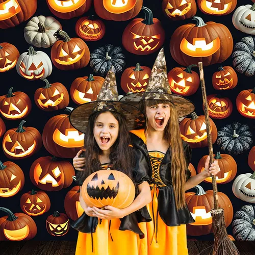 Miniatura 7 de Avezano Telón de fondo para fotografía de Halloween, faroles de calabaza aterradores, tablero de madera, telón de fondo de Halloween, retrato