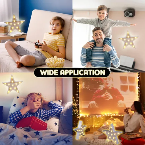 Miniatura 6 de Tarpop 2 piezas de luz nocturna de plástico con forma de estrella, funciona con pilas, luz LED de marquesina, lámpara de pared para sala de cine