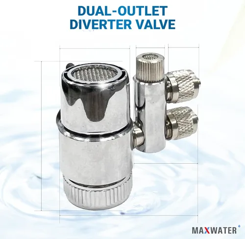 Miniatura 2 de Grifo de cocina de 2 vías Válvula desviadora de ósmosis inversa/divisor con rosca hembra M22 (≈22 mm) y salida de tubo de RO de 1/4 OD para filtro