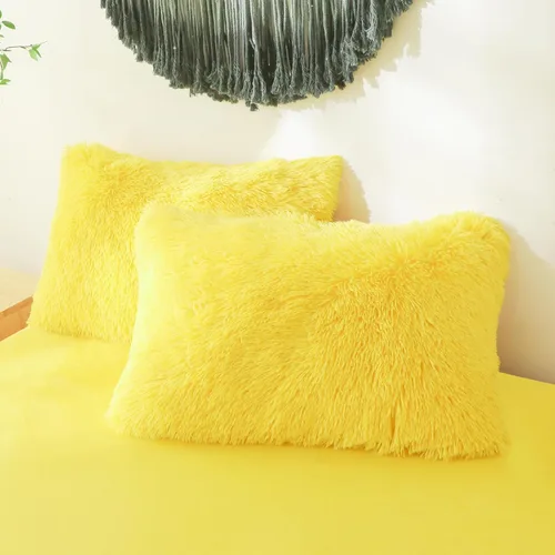 Miniatura 27 de Besfunny Juego de 2 fundas de almohada de pelo sintético negro, mullidas y peludas para decoración de dormitorio, fundas de almohada negras suaves