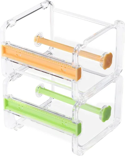 Miniatura 8 de molshine Paquete de 2 Dispensadores Transparentes de Escritorio Multi Washi Cinta de Enmascarar Almacenamiento, Cortador de Cinta, Soporte de Rollo