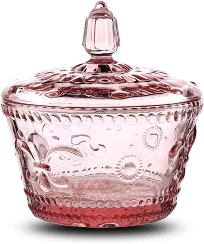 Miniatura 10 de Frasco de vidrio europeo retro nostálgico tridimensional con relieve de color, frasco para caramelos, frasco para condimentos con tapa