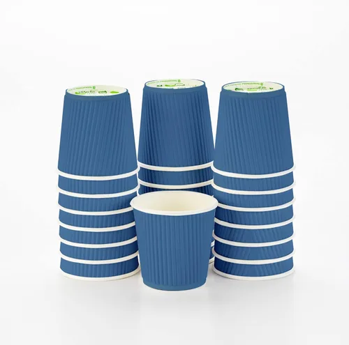 Miniatura 16 de Vasos de café de papel aislado de pared corrugada, 12 onzas, 12 onza, Negro