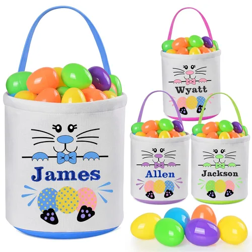 Miniatura 19 de Jocidea - Cesta de Pascua personalizada, paquete de 1 cestas de Pascua personalizadas para niñas y niños, cesta de Pascua personalizada para bebés