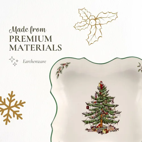 Miniatura 4 de Spode - Bandeja de árbol de Navidad Devonia - 8.5 pulgadas Ensaladera festiva en loza fina para ensalada, pasta, fruta - Vajilla de fiesta - Apto