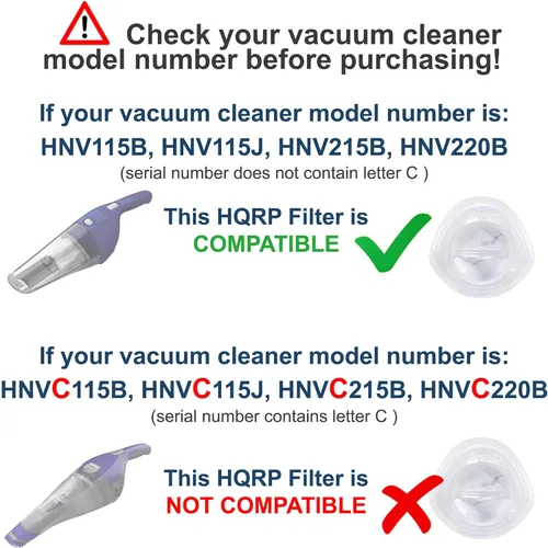 Miniatura 4 de HQRP Filtros para aspiradoras de mano de las series Black+Decker HNV115B, HNV115J, HNV215B, HNV220B. Reemplazo de EVF100
