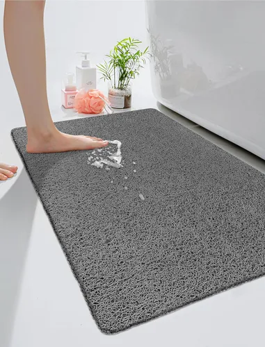 Miniatura 9 de Yonala - Tapete de ducha extra grande, 31.5 x 47.2 pulgadas, tapete de ducha antideslizante para interior de ducha/baño, tapete de ducha de PVC Gris