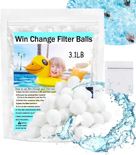 Bolas de filtro de piscina de 3.1 libras, bolas de filtro para bomba de filtro de arena de repuesto para piscina sobre el suelo, medios de filtro de