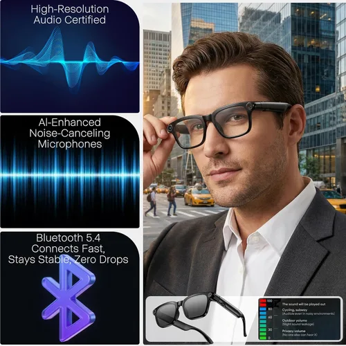 Miniatura 5 de Lentes inteligentes Ai con cámara, grabación de fotos y video HD 4K 8MP con traducción en tiempo real/reconocimiento de objetos/voz