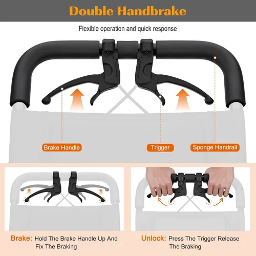 Miniatura 5 de Silla de ruedas ligera, silla de ruedas plegable portátil con frenos de mano de bloqueo, sillas de ruedas plegables para adultos y personas mayores